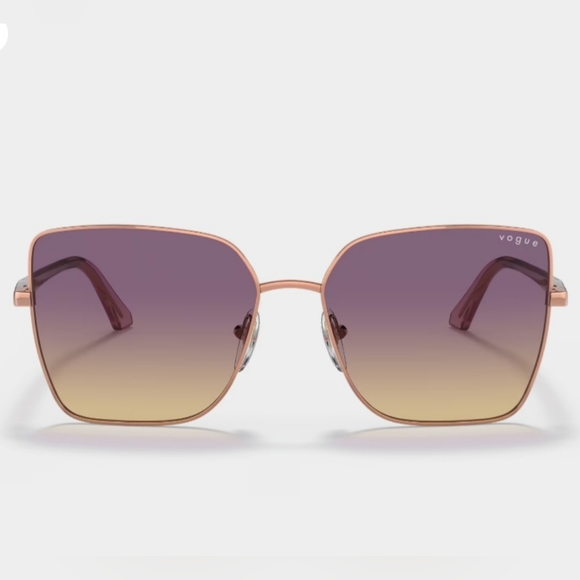 VOGUE Eyewear Cat Eye Yellow Gradient Violet Lenses Rose Gold Frame Sunglasses - Picture 2 of 16